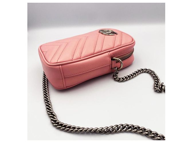 Gucci Borsa a tracolla mini GG Marmont trapuntata Rosso - vista 5