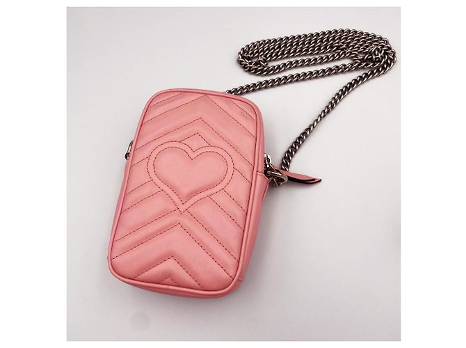 Gucci Borsa a tracolla mini GG Marmont trapuntata Rosso - vista 9