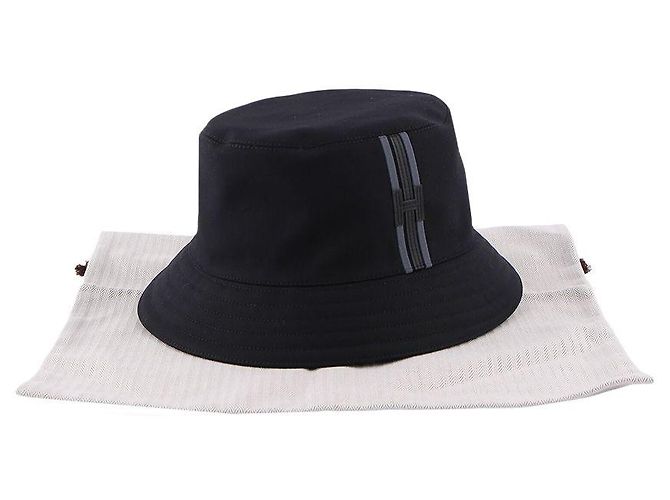 Hermès Fred Stripe Bucket Hat Black - view 2