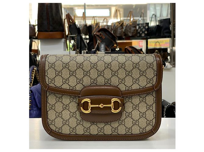Horsebit 1955 Gucci Borsa a Spalla Horsebit GG Medium Marrone - vista 2