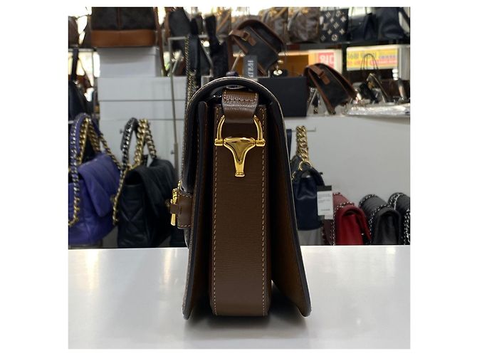 Horsebit 1955 Gucci Borsa a Spalla Horsebit GG Medium Marrone - vista 3