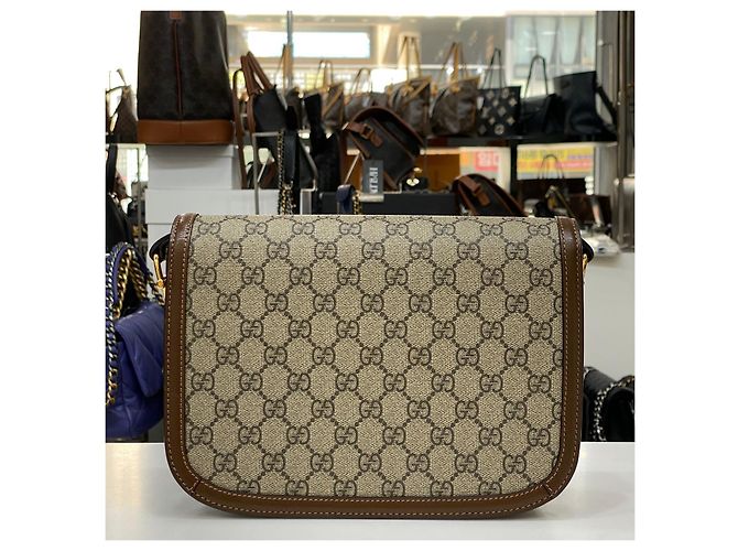 Horsebit 1955 Gucci Borsa a Spalla Horsebit GG Medium Marrone - vista 8
