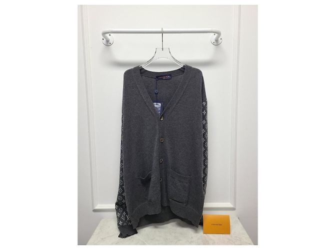 Louis Vuitton Cárdigan de cachemira gris mezclado con monograma - vista 6