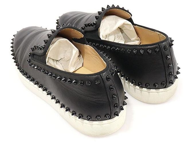 Christian Louboutin Slip on PIK BOAT con borchie in pelle di vitello nera da uomo - vista 5