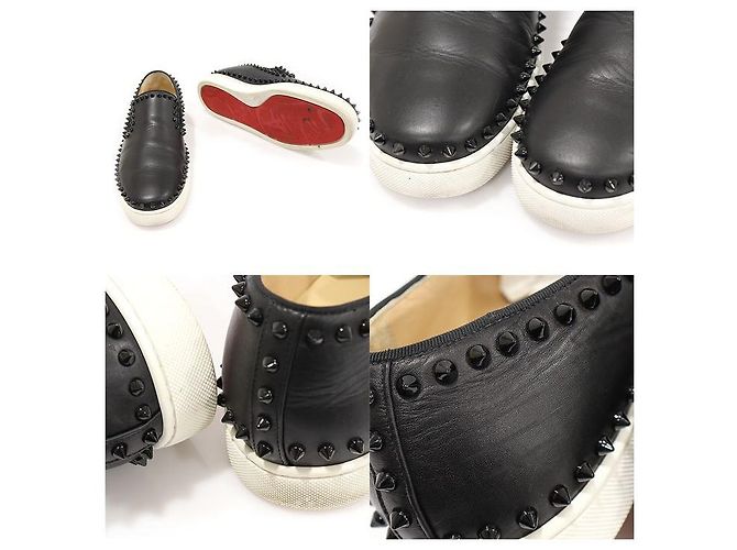 Christian Louboutin Slip on PIK BOAT con borchie in pelle di vitello nera da uomo - vista 6