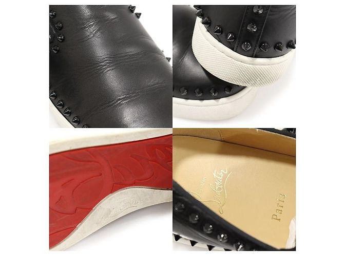 Christian Louboutin Slip on PIK BOAT con borchie in pelle di vitello nera da uomo - vista 7