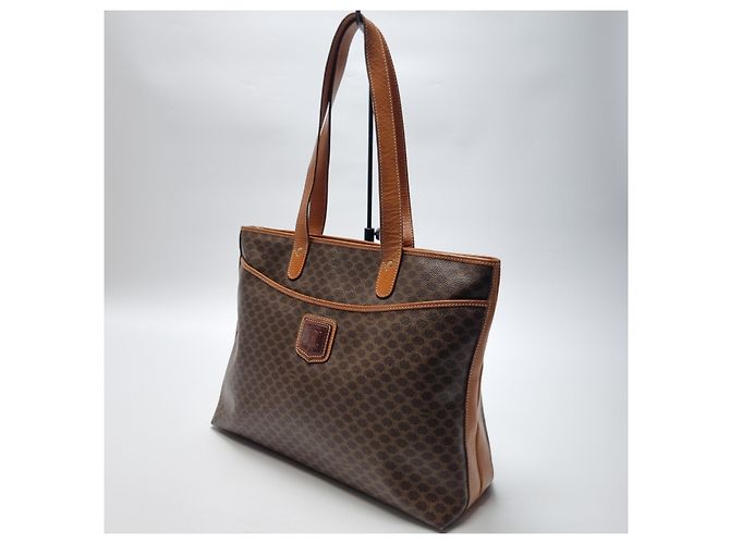 Céline Borsa Shopper Macadam Borsa a Spalla Unisex (Grado Articolo Raro) Marrone - vista 6
