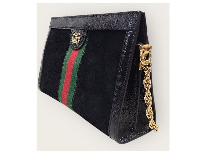 Gucci Piccola borsa a tracolla Ophidia Web in velluto nero - vista 3