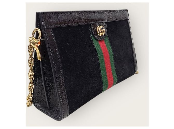 Gucci Piccola borsa a tracolla Ophidia Web in velluto nero - vista 4