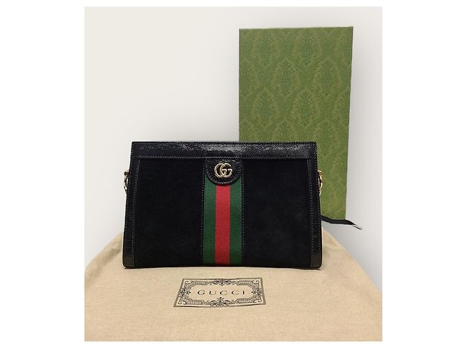 Gucci Piccola borsa a tracolla Ophidia Web in velluto nero - vista 8