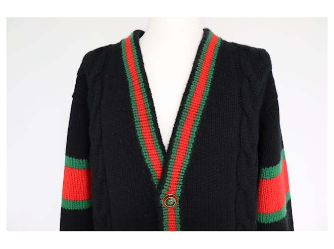 Gucci Oversized Strickjacke mit Zopfmuster Mehrfarben - Ansicht 7