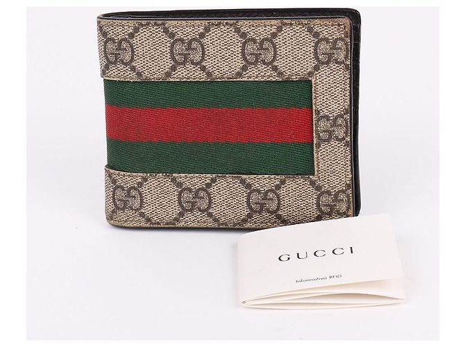 Gucci Portafoglio bifold da uomo GG Supreme Stripe Multicolore - vista 10