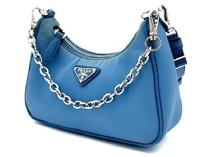 Prada Mini borsa a tracolla in nylon Blu - vista 2