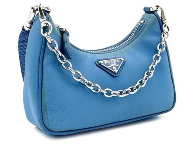 Prada Mini borsa a tracolla in nylon Blu - vista 3