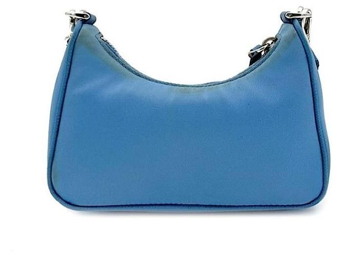 Prada Mini borsa a tracolla in nylon Blu - vista 4