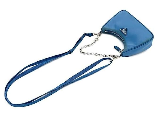 Prada Mini borsa a tracolla in nylon Blu - vista 5