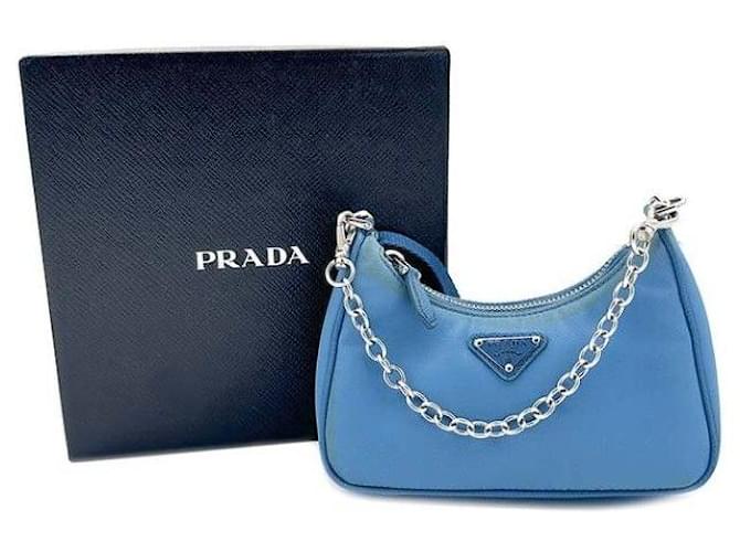 Prada Mini borsa a tracolla in nylon Blu - vista 8