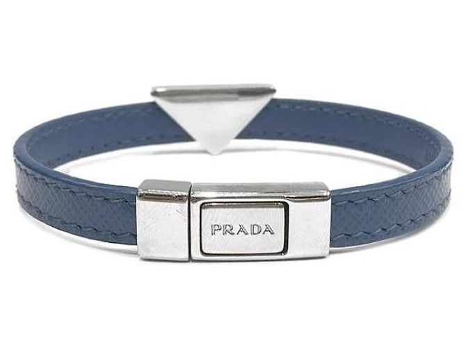 Prada Bracciale in pelle Saffiano Blu - vista 3
