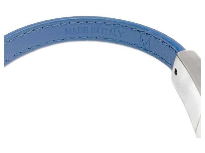 Prada Bracciale in pelle Saffiano Blu - vista 4