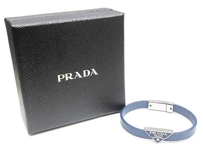 Prada Bracciale in pelle Saffiano Blu - vista 5
