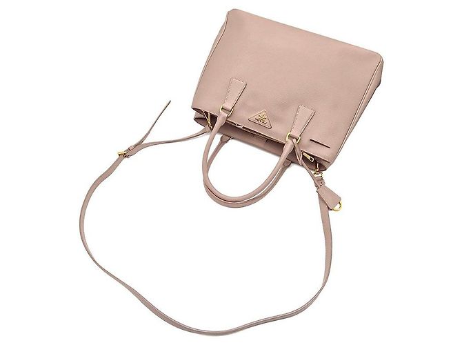 Prada Borsa Tote e Borsa a Spalla Saffiano Lux Rosa - vista 4