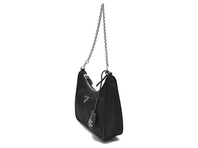 Prada Bolsa Hobo em tecido Re-Nylon com alça de corrente Preto - vista 2