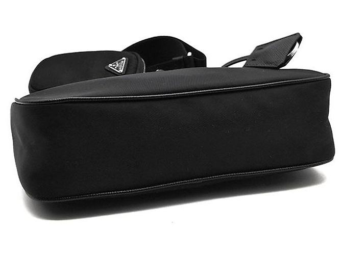 Prada Bolsa Hobo em tecido Re-Nylon com alça de corrente Preto - vista 7