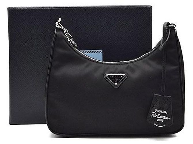 Prada Bolsa Hobo em tecido Re-Nylon com alça de corrente Preto - vista 8