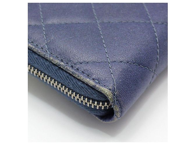 Chanel Gradient gesteppte Leder-Geldbörse mit klassischem Logo-Reißverschluss Blau - Ansicht 10