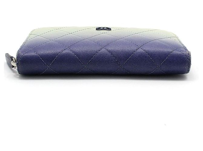 Chanel Gradient gesteppte Leder-Geldbörse mit klassischem Logo-Reißverschluss Blau - Ansicht 5