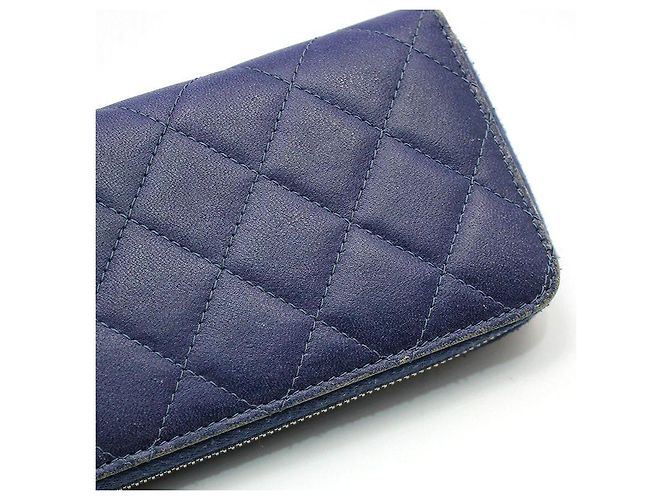 Chanel Gradient gesteppte Leder-Geldbörse mit klassischem Logo-Reißverschluss Blau - Ansicht 7
