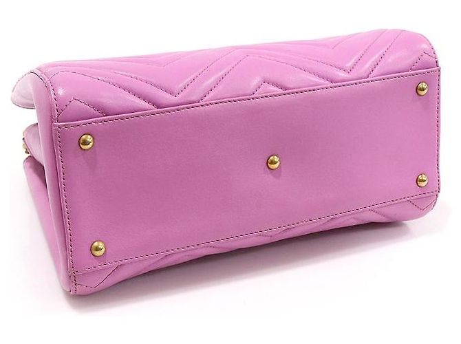 Gucci Small Matelassé Chevron Gold GG Marmont Top Handle Tasche Rosa Pink - Ansicht 5