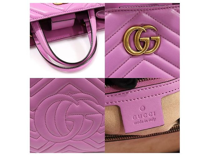 Gucci Small Matelassé Chevron Gold GG Marmont Top Handle Tasche Rosa Pink - Ansicht 7