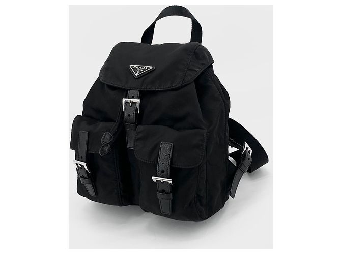 Prada Zaino Re-Nylon con logo Triangle Nero - vista 2