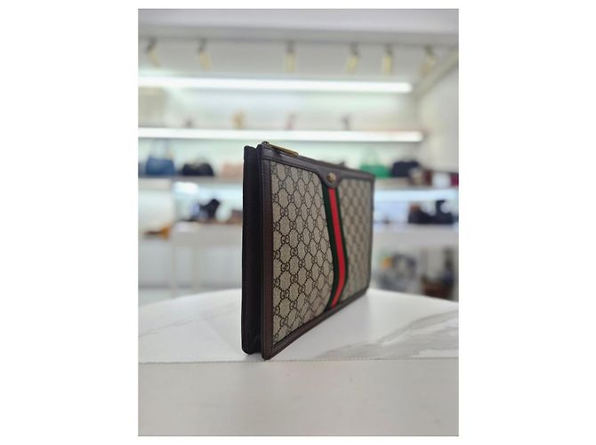 Gucci Clutch Portfolio Ophidia Supreme Marrone - vista 11
