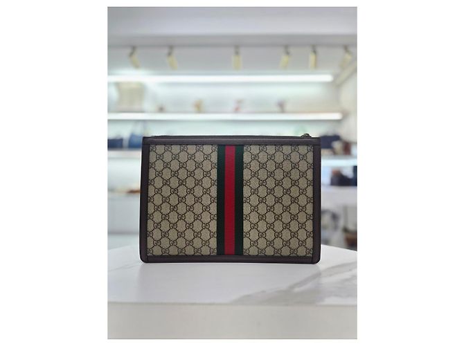 Gucci Clutch Portfolio Ophidia Supreme Marrone - vista 5