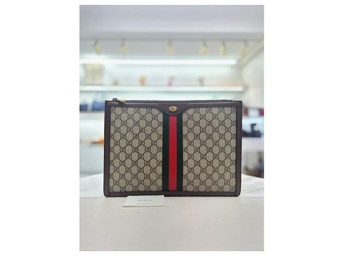 Gucci Clutch Portfolio Ophidia Supreme Marrone - vista 8