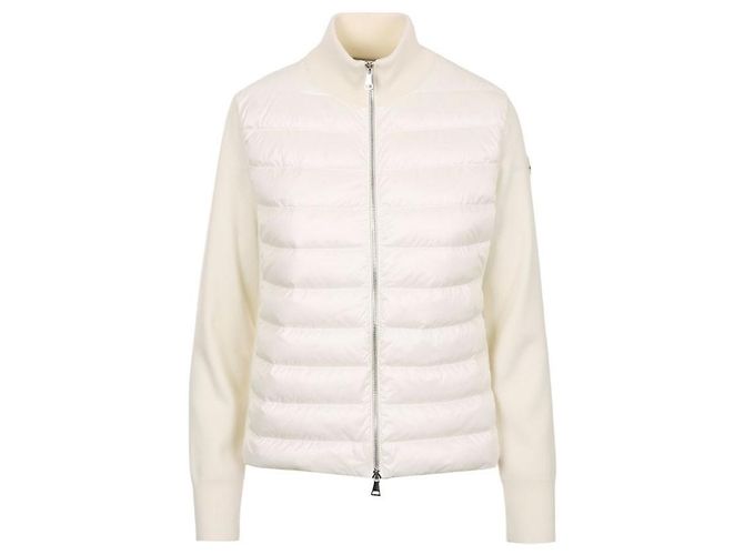 Moncler Cardigã de lã acolchoado com zíper para mulher Branco - vista 2