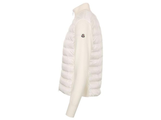 Moncler Cardigã de lã acolchoado com zíper para mulher Branco - vista 4