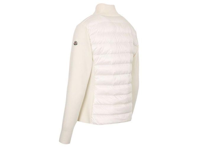 Moncler Cardigã de lã acolchoado com zíper para mulher Branco - vista 5