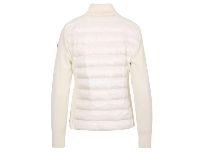 Moncler Cardigã de lã acolchoado com zíper para mulher Branco - vista 6