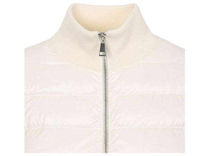 Moncler Cardigã de lã acolchoado com zíper para mulher Branco - vista 7