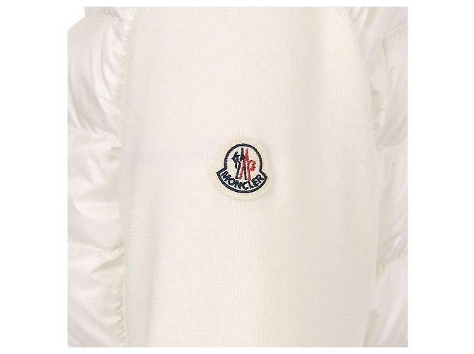Moncler Cardigã de lã acolchoado com zíper para mulher Branco - vista 9