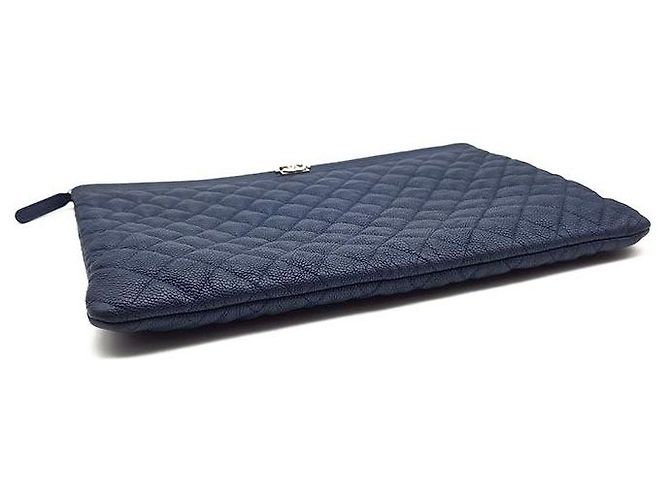 Chanel Clutch Caviar Boy Large Blu - vista 5
