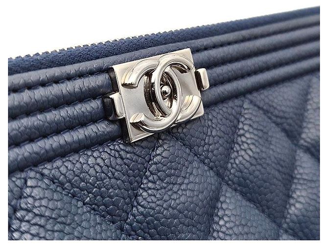 Chanel Clutch Caviar Boy Large Blu - vista 6