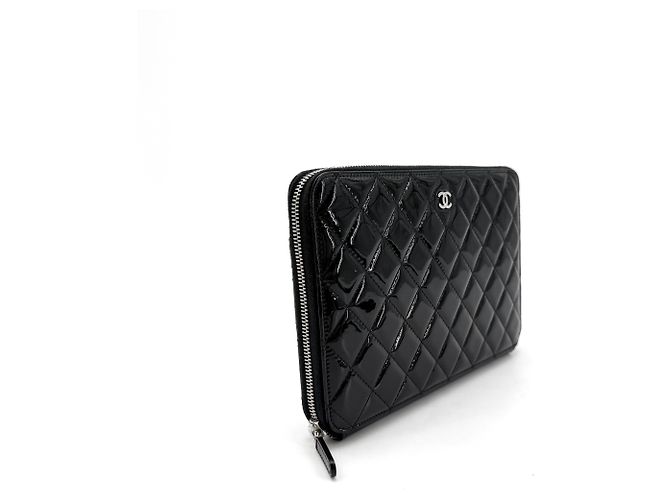 Chanel Clutch con zip argentato brevettato Nero - vista 5