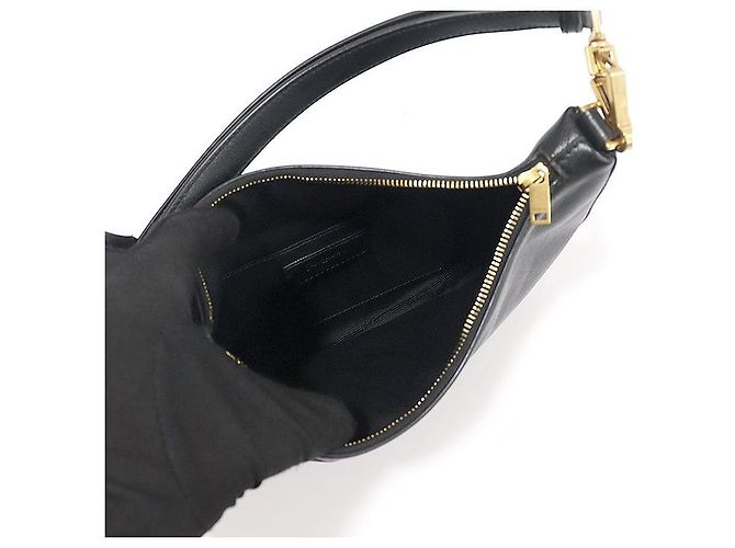 Saint Laurent Borsa Hobo a tracolla con stampa logo classico in nero - vista 5