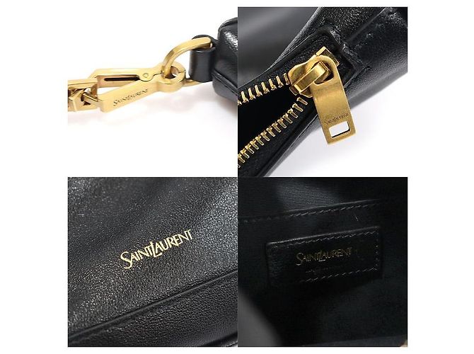 Saint Laurent Borsa Hobo a tracolla con stampa logo classico in nero - vista 7