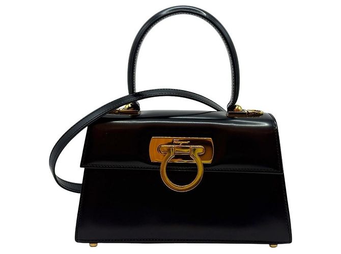 Salvatore Ferragamo Piccola borsa tote con manico superiore East West Iconic Nera - vista 2