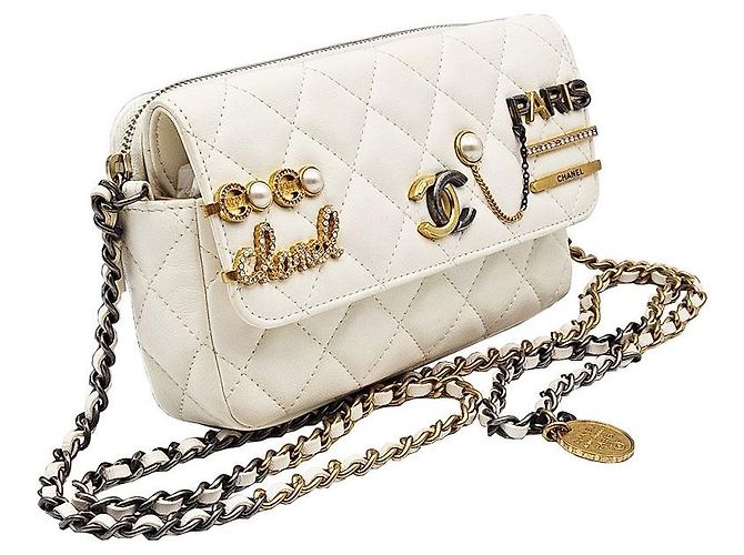 Chanel Serie di borse crossbody con patta e catena Pearl Strass Signature - vista 4